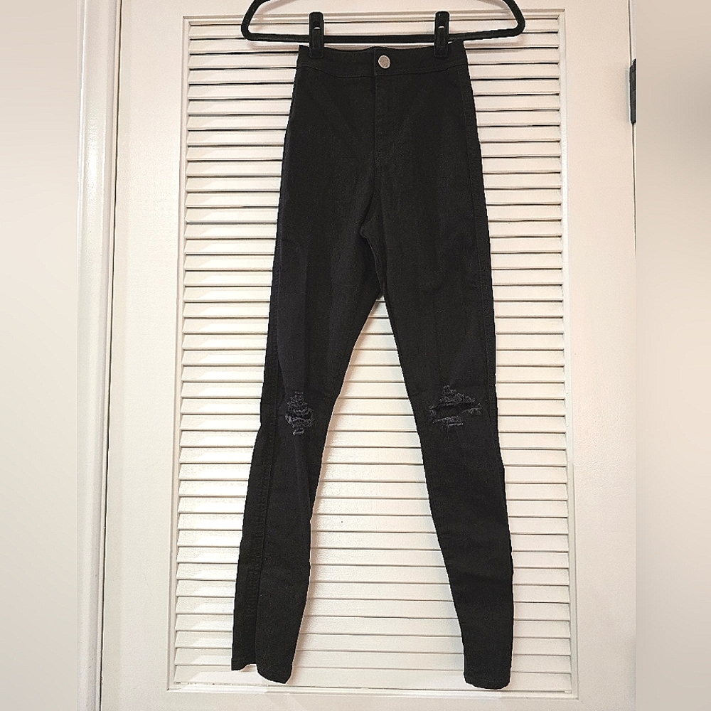 ASOS - Black Distressed Skinny High-Waisted Jeggings